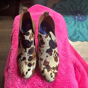 Cow print ankle boots